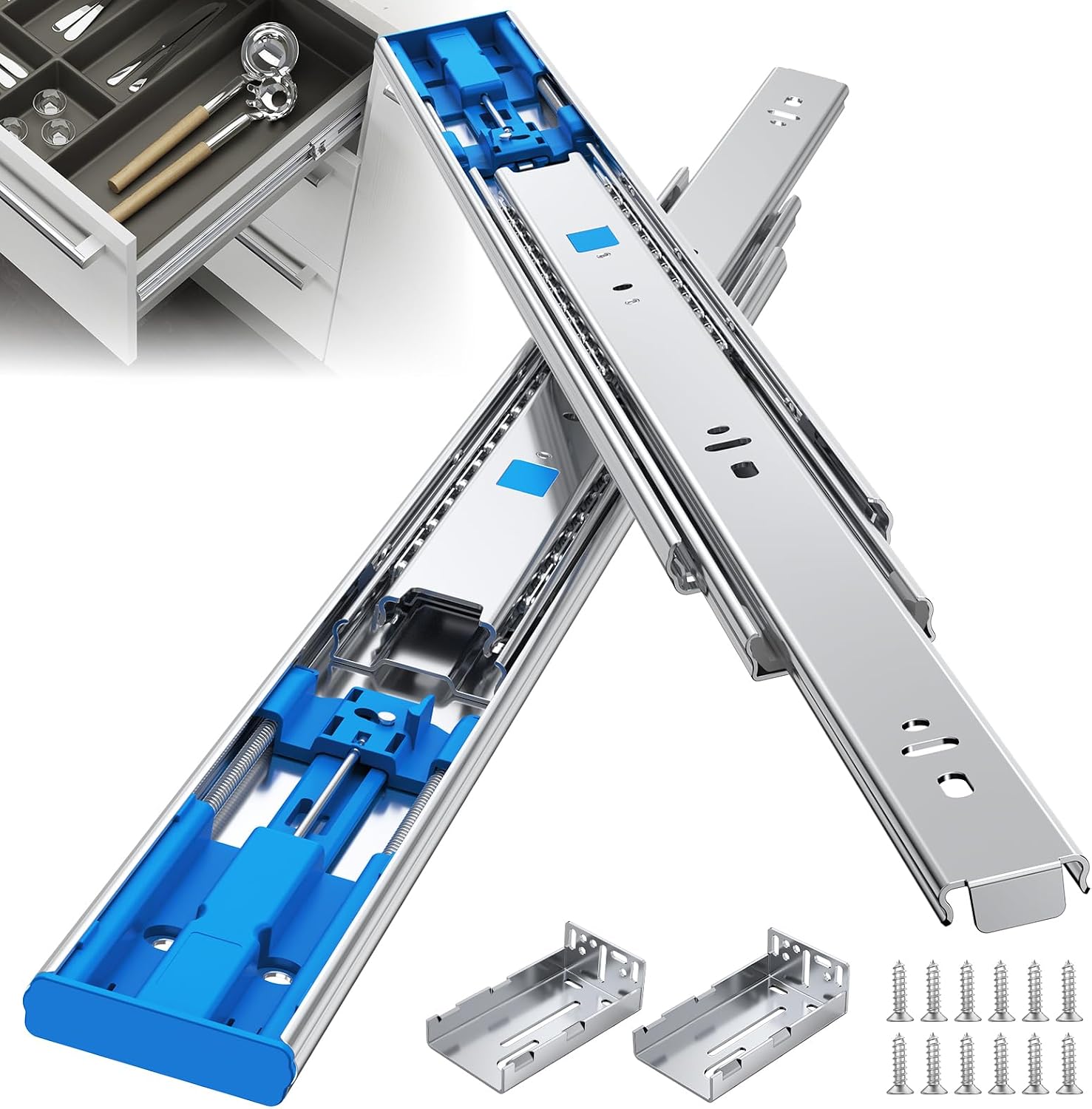 Drawer Slide Pair - 14 Inch Full Extension Soft Close