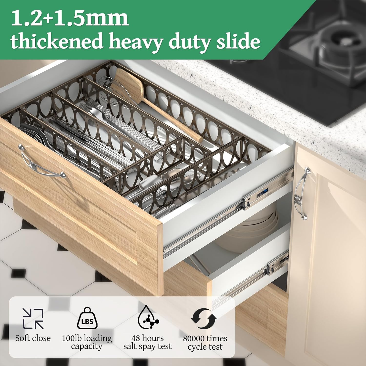 14 Inch Full Extension Soft Cl - Drawer Slide Pair ulasan dan harga