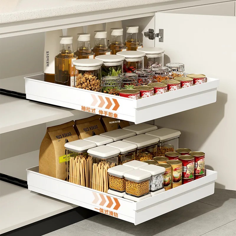 1-2Pcs Kitchen Storage Rack wi - Drawer Slide Pair ulasan dan harga