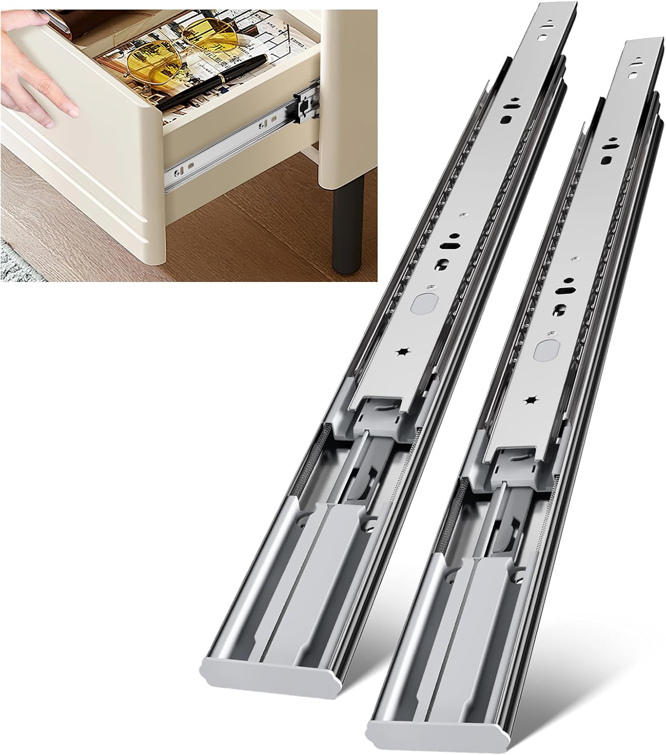 22 Inch Side Mount Soft Close  - Drawer Slide Pair ulasan dan harga