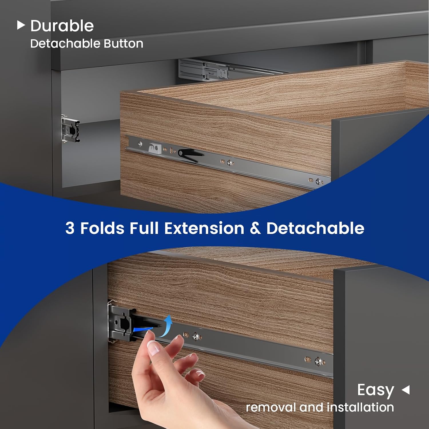 22 Inch Side Mount Soft Close  - Drawer Slide Pair ulasan dan harga
