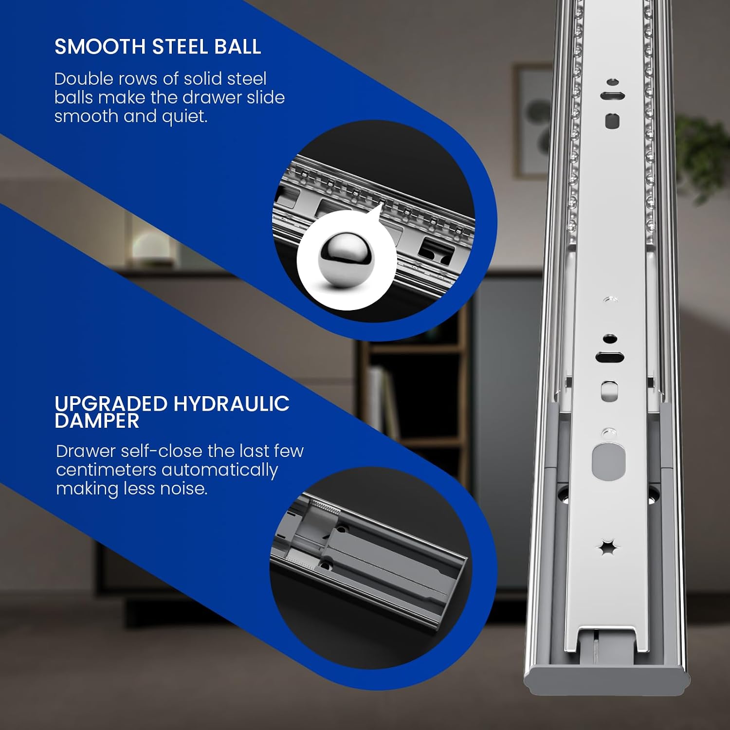22 Inch Side Mount Soft Close  - Drawer Slide Pair ulasan dan harga