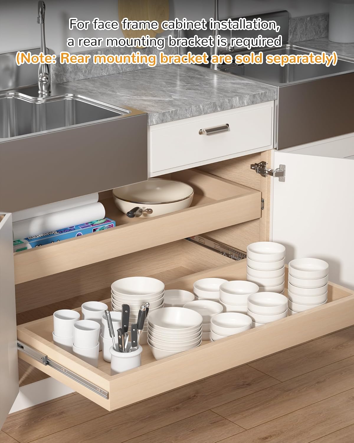 24 Inch Side Mount Soft Close  - Drawer Slide Pair ulasan dan harga