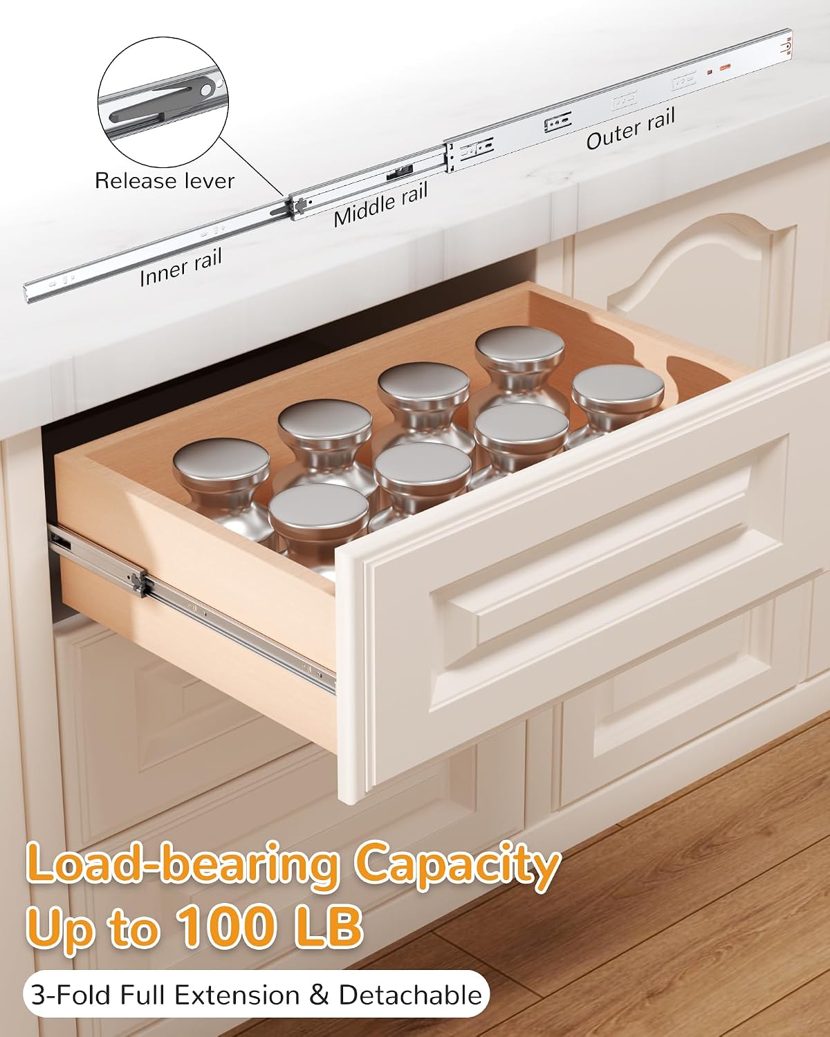 24 Inch Side Mount Soft Close  - Drawer Slide Pair ulasan dan harga