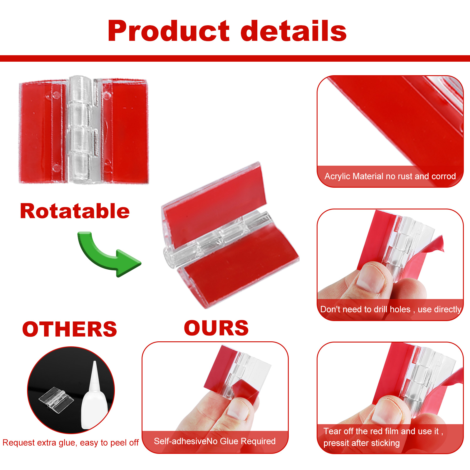 10/20Pcs Folding Hinges Acryli - Furniture Hardware Replacement Parts ulasan dan harga