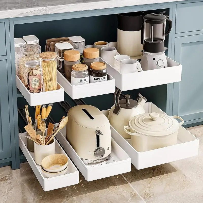 1-2pcs Kitchen Organizer Pull  - Drawer Slide Pair ulasan dan harga
