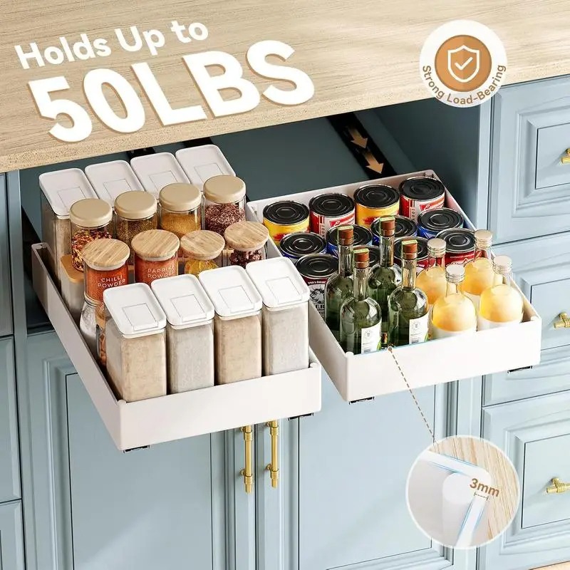 1-2pcs Kitchen Organizer Pull  - Drawer Slide Pair ulasan dan harga