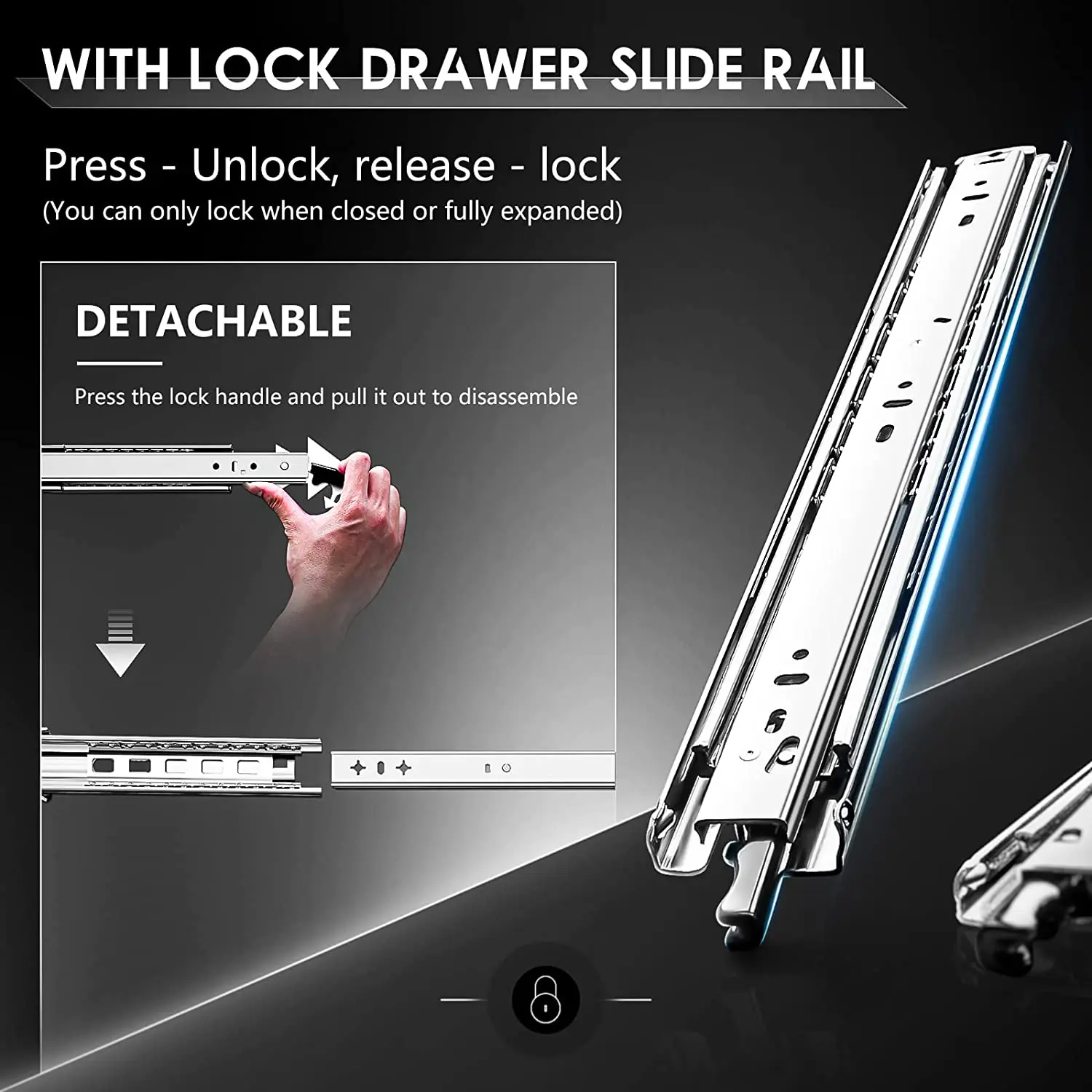 170 Lbs 1 Pair With Lock Heavy - Drawer Slide Pair ulasan dan harga